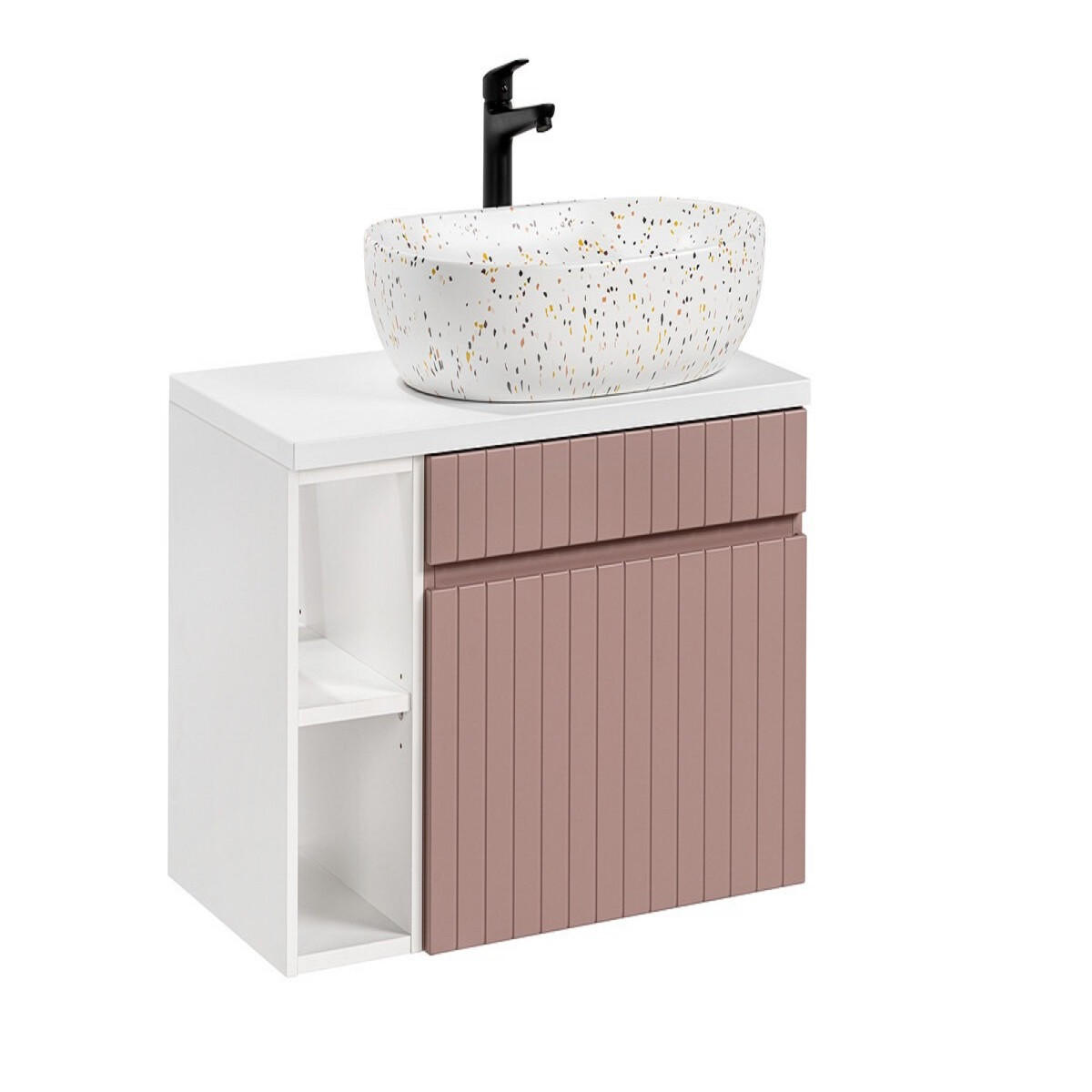 BADMÖBEL-SET 4 Teile - Iconic Rose I BM49 in Antique Rose/Weiß - Rosa/Weiß, Holz (80/46/46cm)