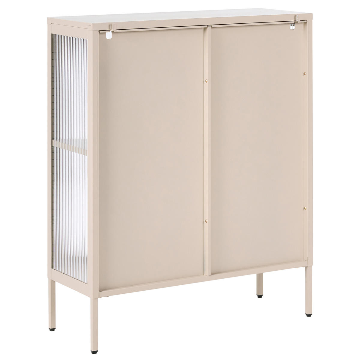 SIDEBOARD se skleněnými dveřmi Kov 90 cm Béžový Sarre - béžová, kov (90/111/35cm) - Beliani