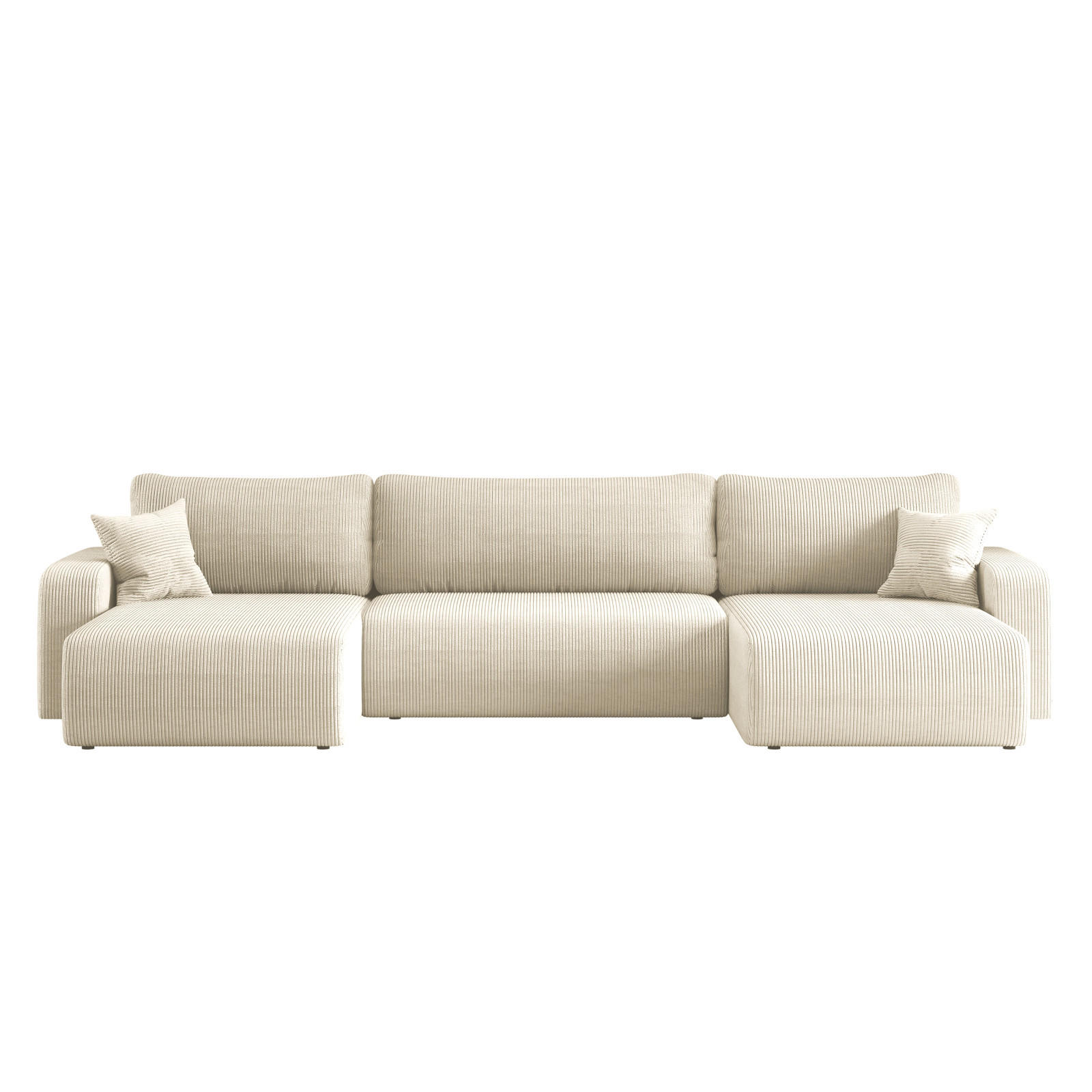 ECKSOFA U-Form Mit Schlaffunktion Und Bettkasten MILANO Dicker Cord Ecru - Ecru, Holz/Textil (312/145cm) - Kaiser Möbel