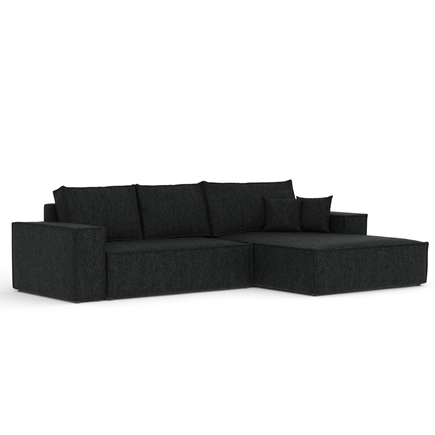 ECKSOFA TAURI mit Schlaffunktion Schwarz im Neve Stoff - Schwarz, Holz/Holzwerkstoff (294/185cm) - AltaBeds