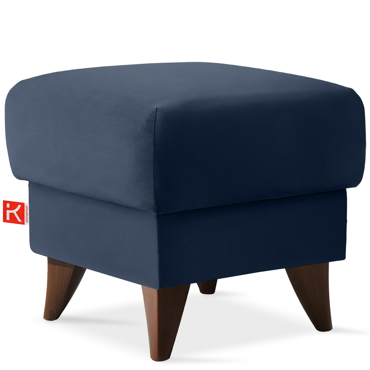 HOCKER GUSTAVO Fußstütze, Velours, Dunkelblau - Dunkelblau, Holz/Holzwerkstoff (53/49/53cm) - KONSIMO®