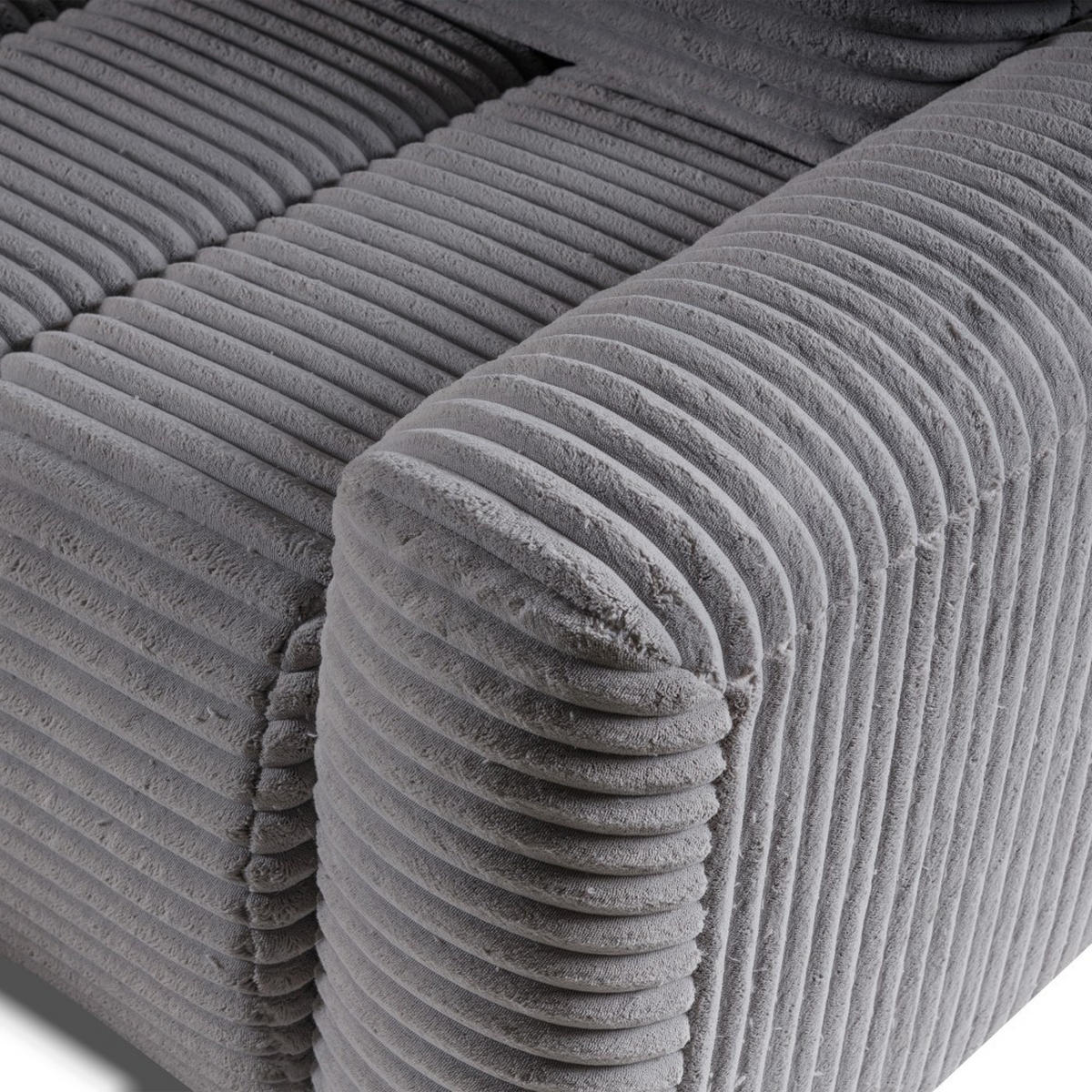 ECKSCHLAFSOFA Cavo mit Bettkasten, universelle Ottomane, Grau - Schwarz/Grau, Textil (264/157cm) - Beautysofa