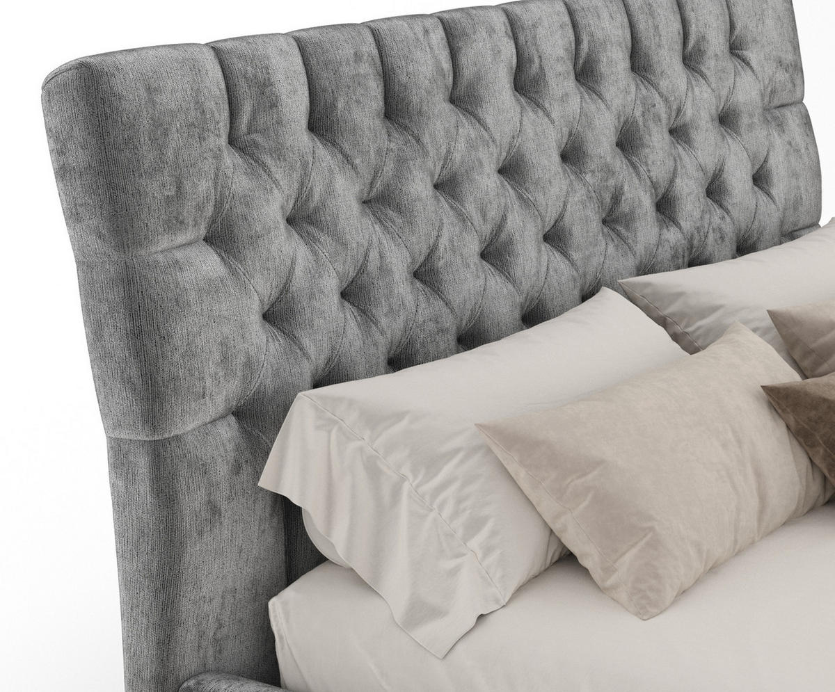 POLSTERBETT Vezzola Grau 120/200 cm im Chenille-Stoff - Naturfarben/Grau, Holz/Holzwerkstoff (120/200cm) - Maison de Reve