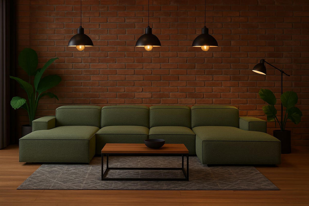 ECKSOFA Cursal U-Form, Stoff Artico, Moss - Grün, Holz (364/166cm) - Kaiser Möbel