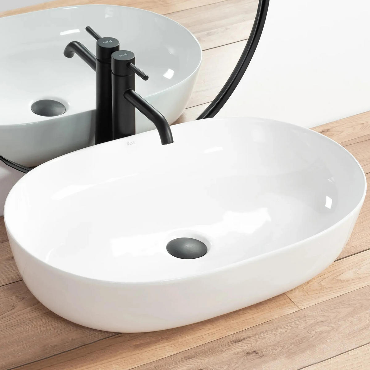 AUFSATZWASCHBECKEN Cleo White – Rea - Weiß, Keramik (41/14/60.5cm) - REA