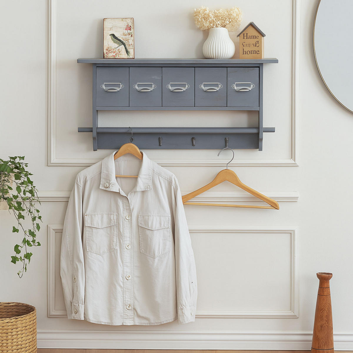 GARDEROBE Grau - Grau, Holz (65/32/13cm) - MCW