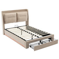POLSTERBETT 140/190 cm in Beige mit Bettkasten, 2 Schubladen und LED Samt - Beige, Holzwerkstoff/Textil (140/190cm) - STILVORA