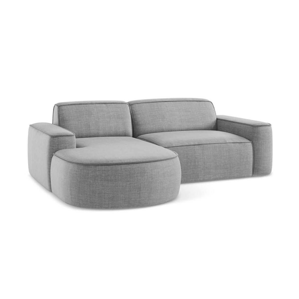 ECKSOFA Links Strukturstoff Grau - Hellgrau/Schwarz, Holzwerkstoff/Kunststoff (224/166cm) - LaMiaSofa