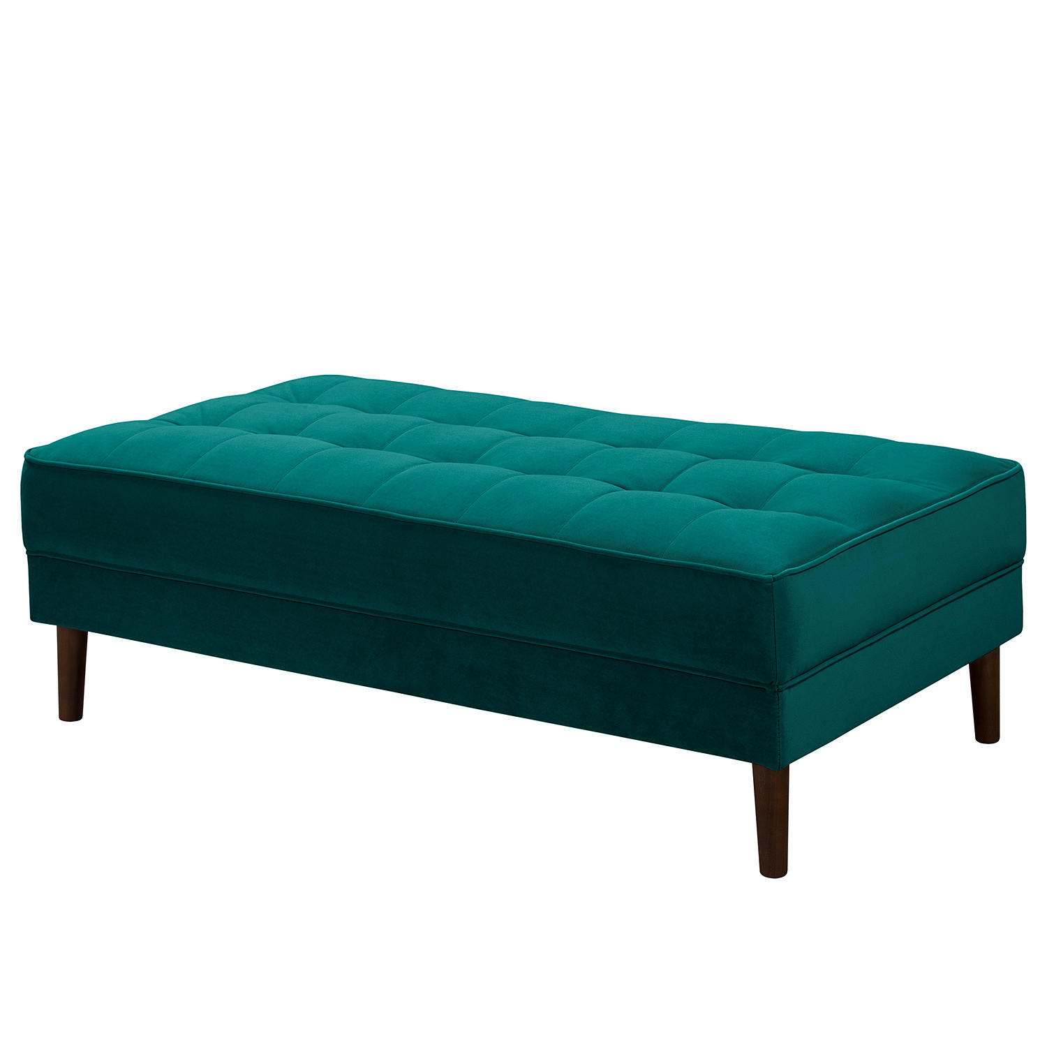 HOCKERBANK - Samt - Petrol, Birkenholz/Textil (124/43/69cm) - home24