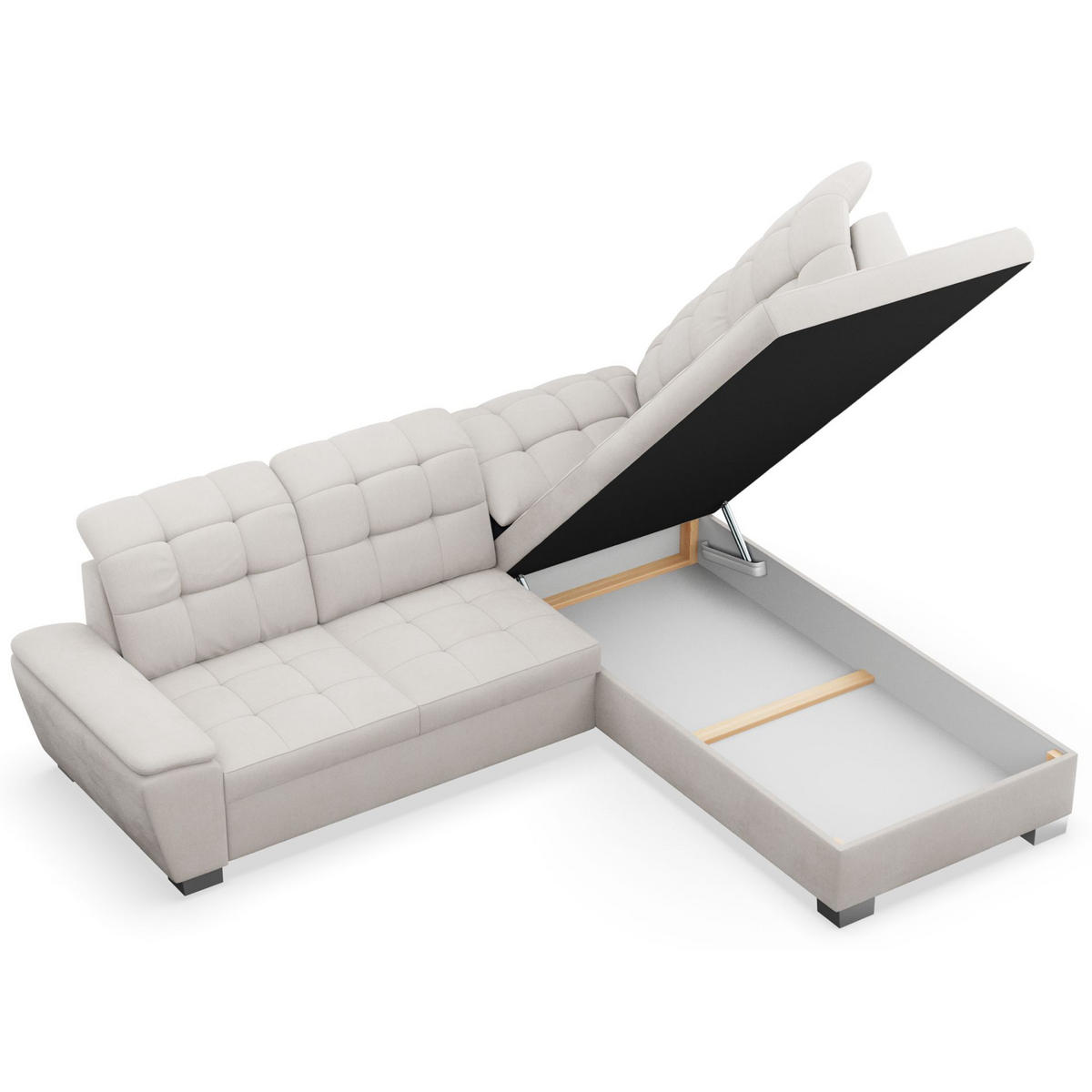 ECKSOFA Jamaal Creme rechtsseitig - Creme/Schwarz, Textil (258/212cm) - Selsey