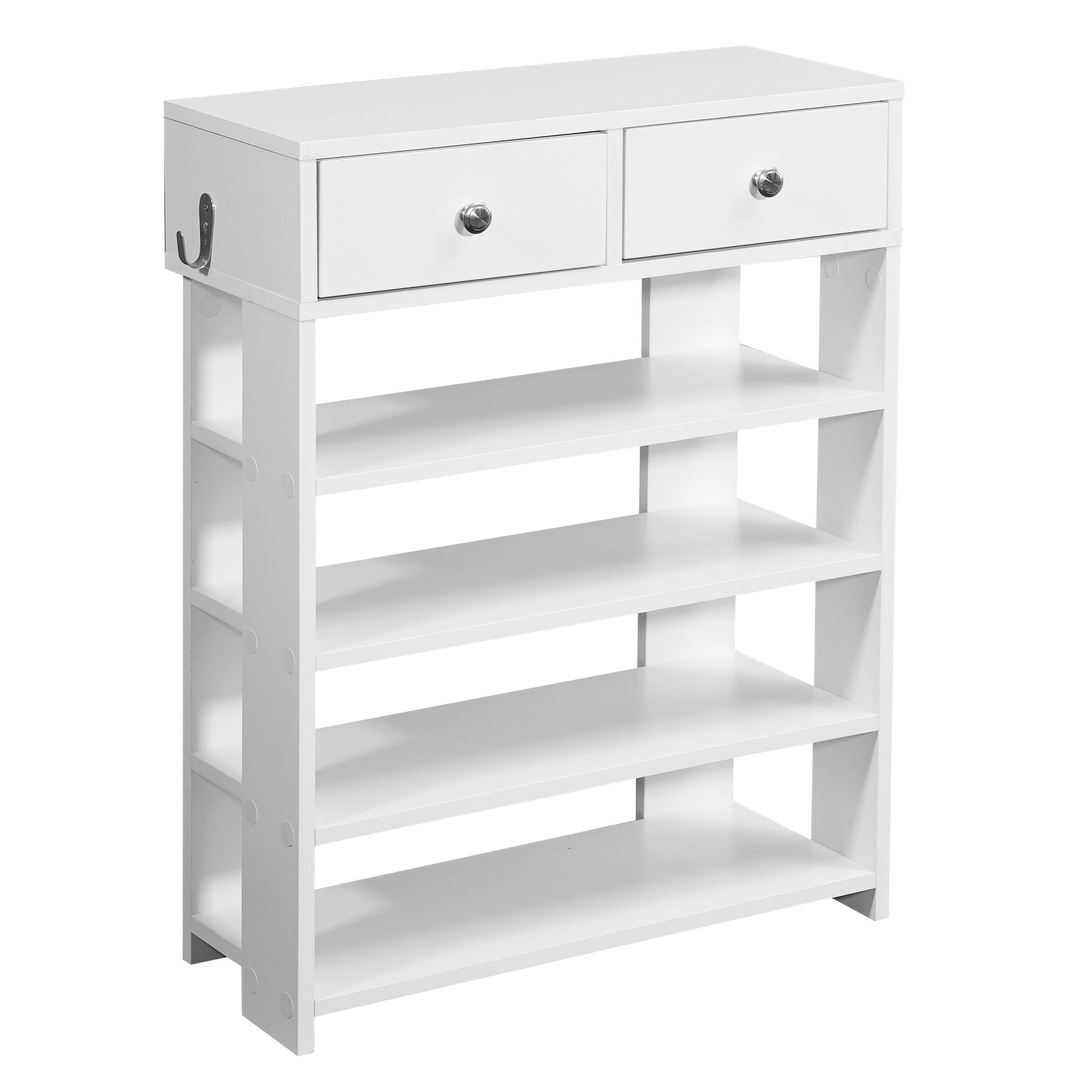 SCHUHREGAL – Weiß, Platz für 8–12 Paar Schuhe, mit Schubladen - Weiß, Holz/Metall (60/79/24cm) - KADIMA DESIGN