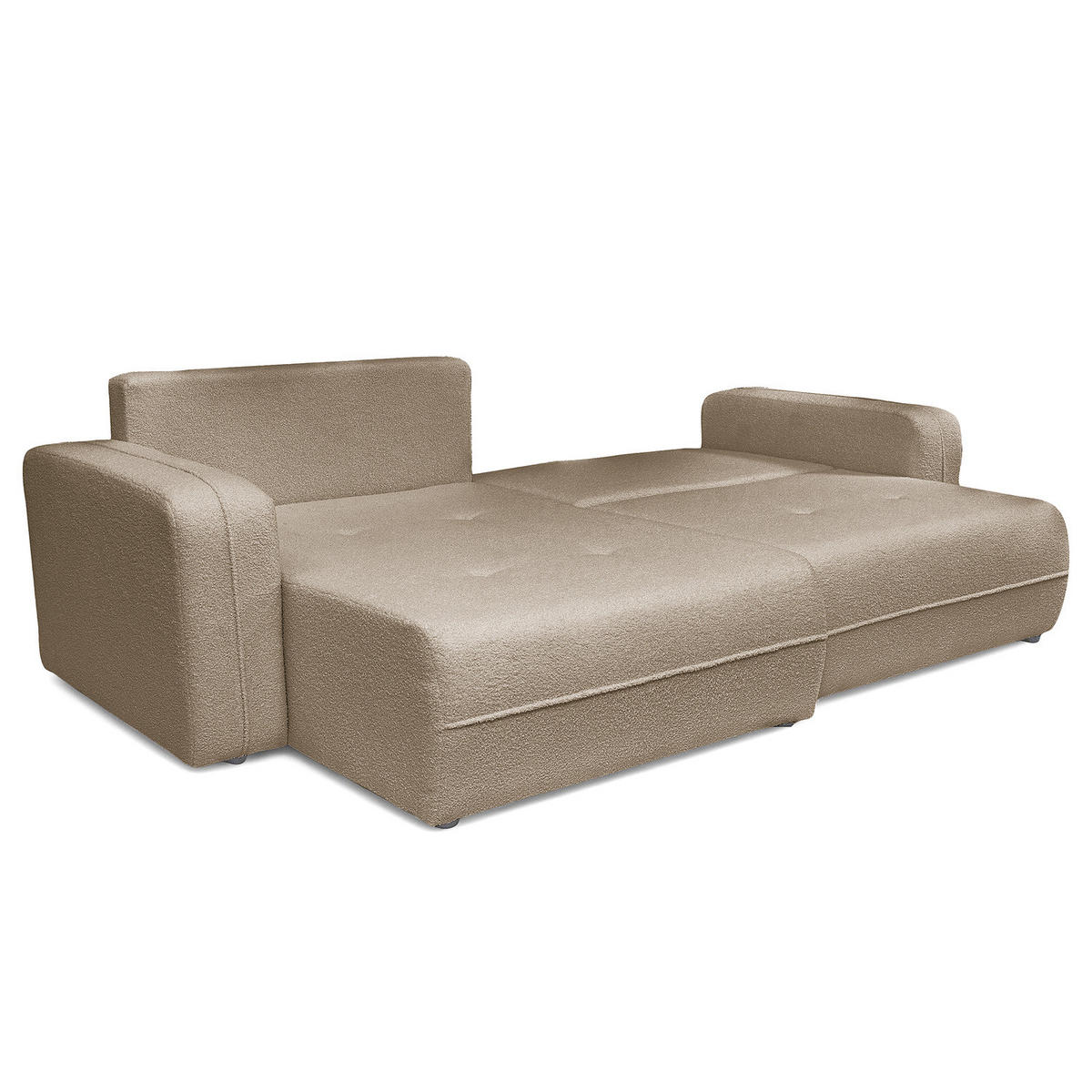 ECKSOFA mit Schlaffunktion - 244 cm - Graubraun/Schwarz, Kunststoff/Textil (244/145cm) - home24