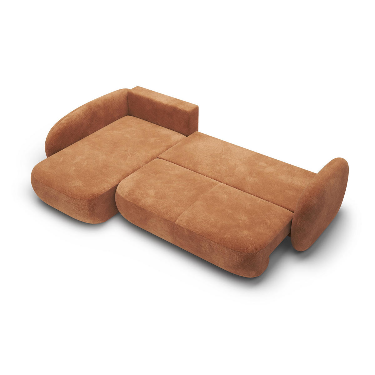 ECKSOFA AMICO II L-S Braun Geflochtener Stoff mit Schlaffunktion - Braun, Holz (289/190cm) - MASSENO