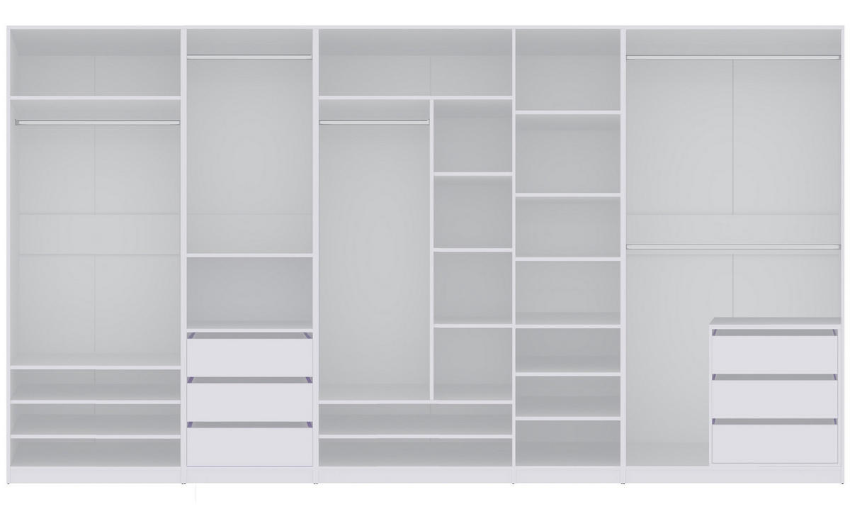 GARDEROBENSCHRANK OFFEN TRES R/B Weiß 380/206/51 cm - Weiß, Holzwerkstoff (380/206/51cm) - Marmex Möbel