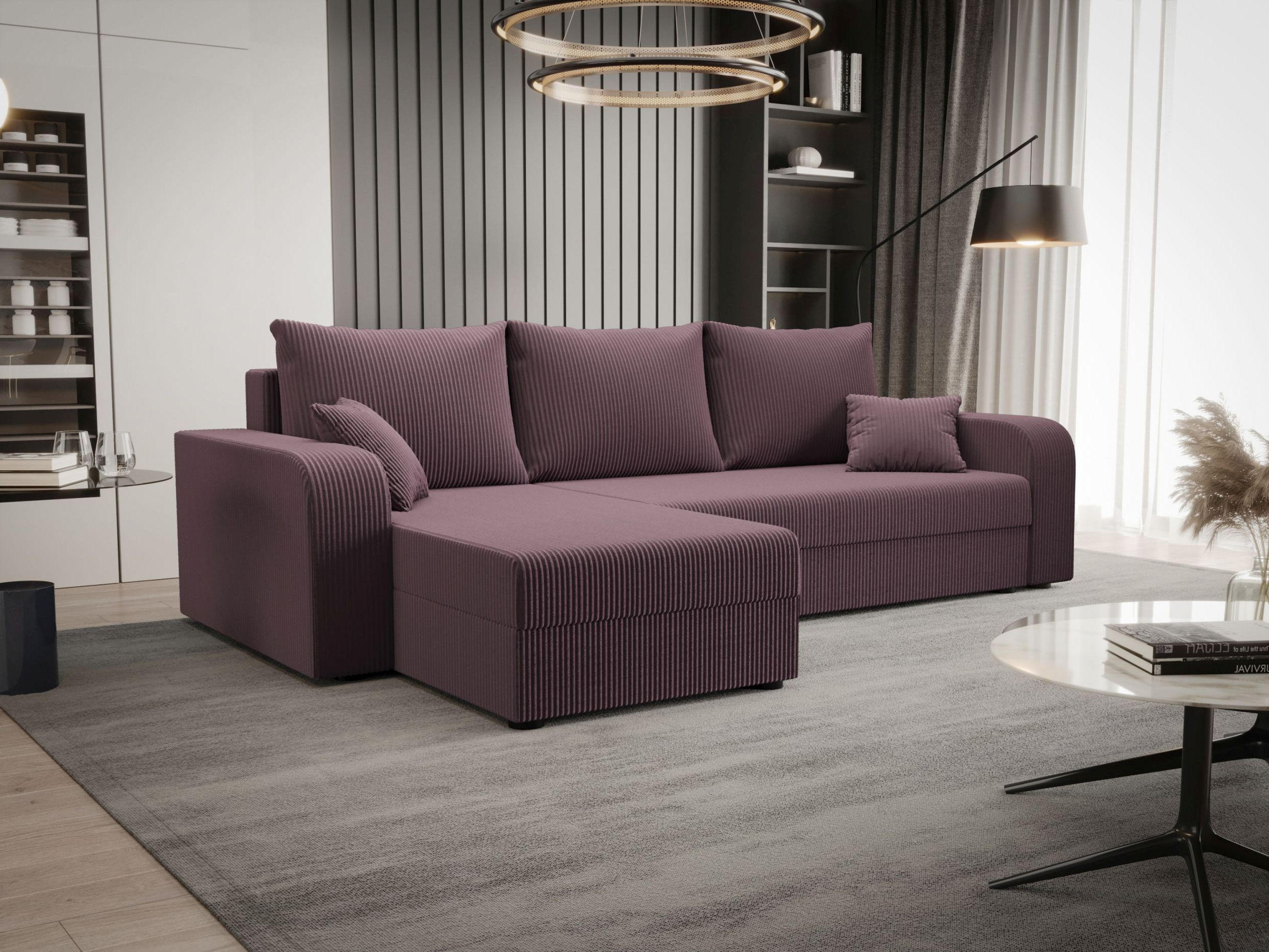 ECKSOFA HEWLET L BIS Zoom 17 Links mit Schlaffunktion - Dunkelrosa, Textil (240/140cm) - Bedante