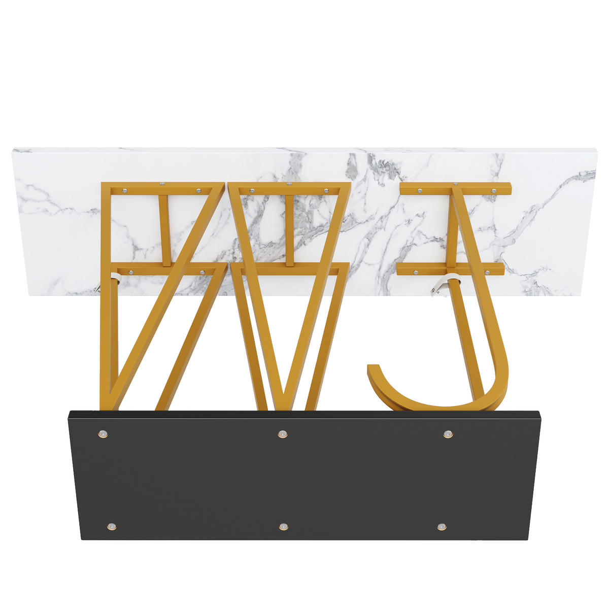 KONSOLENTISCH 120/29,5/80 cm Weiß Marmoroptik mit Stauraum aus MDF Metall - Weiß, Holzwerkstoff (120/29.5/80cm) - OKWISH