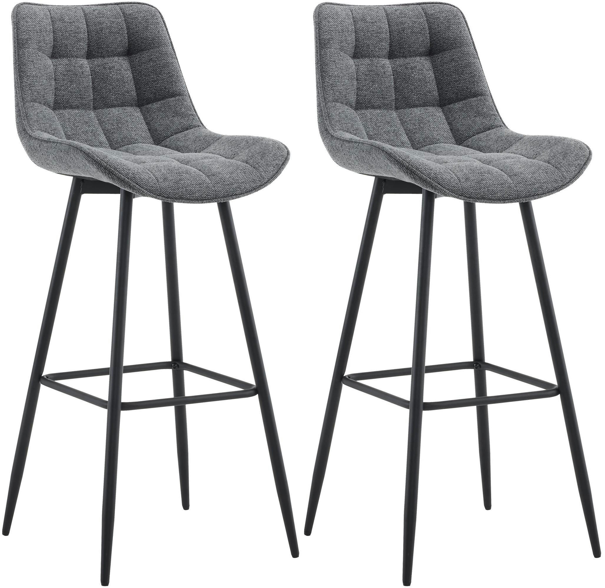 BARHOCKER 2er Set Stoff dunkelgrau - Dunkelgrau/Schwarz, Textil/Metall (47/106/52cm) - CLP