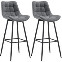 BARHOCKER 2er Set Stoff dunkelgrau - Dunkelgrau/Schwarz, Textil/Metall (47/106/52cm) - CLP