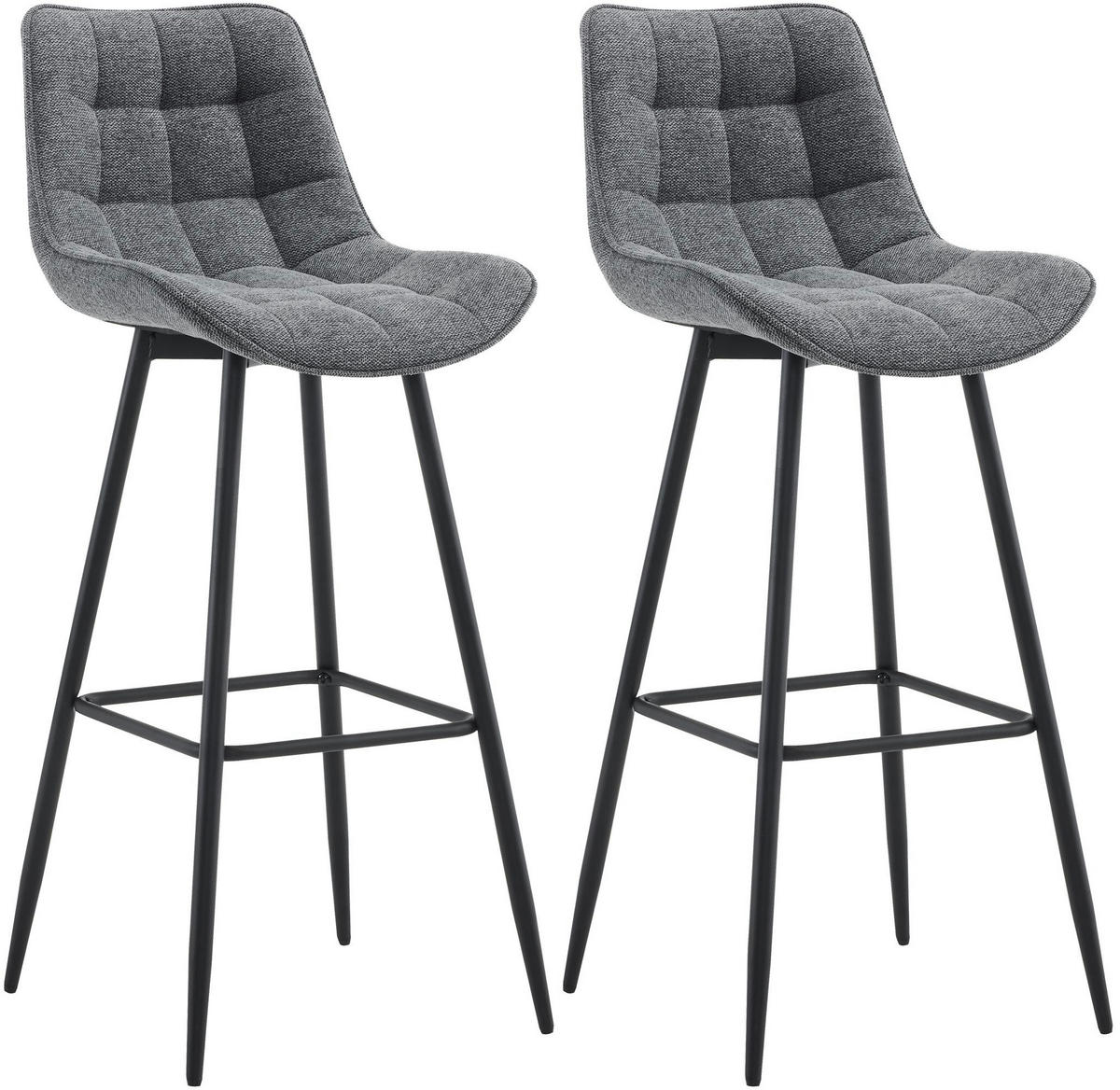 BARHOCKER 2er Set Stoff dunkelgrau - Dunkelgrau/Schwarz, Textil/Metall (47/106/52cm) - CLP