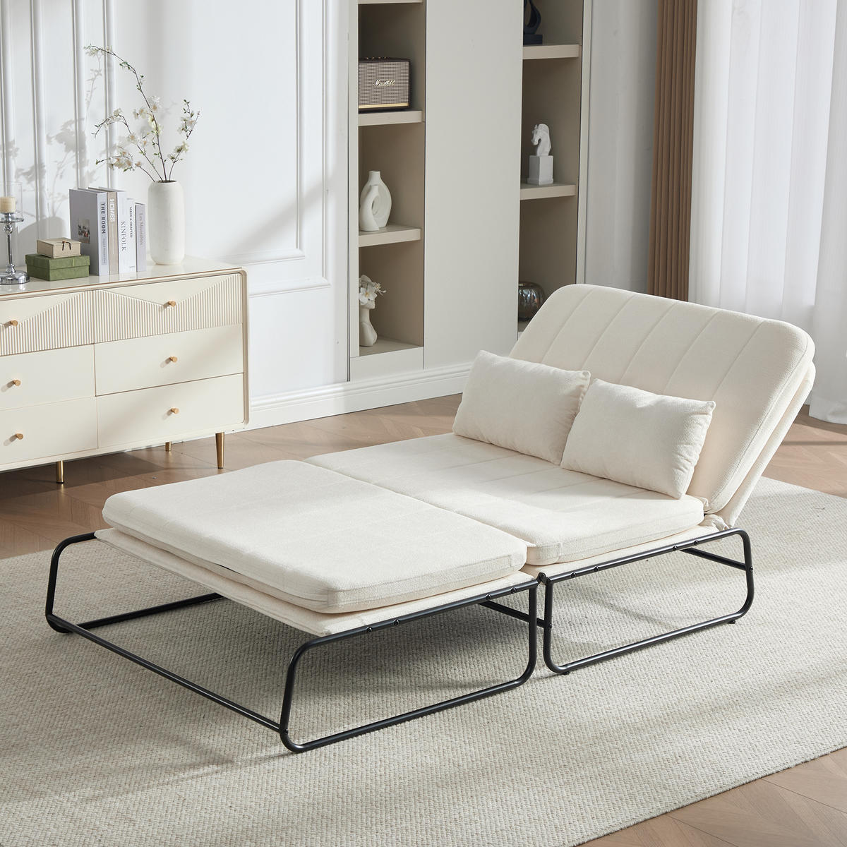 SCHLAFSOFA 2-Sitzer umbaubar mit Metallgestell, DE-42601, Beige - Beige, Metall (104/92/85cm) - ComfortXL