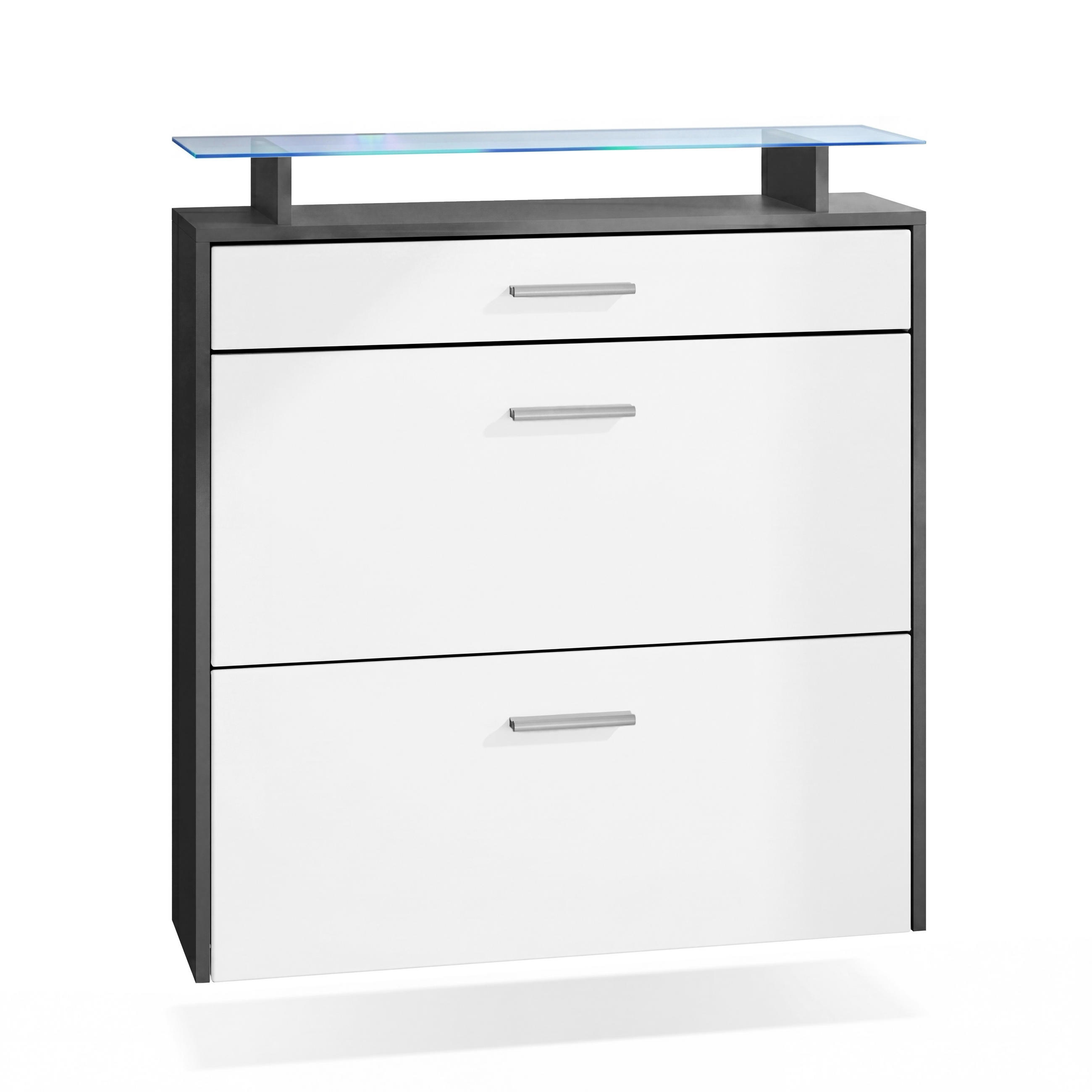 SCHUHSCHRANK Malea Fronten in Weiß matt - Weiß, Holzwerkstoff (89/96/23cm) - Vladon