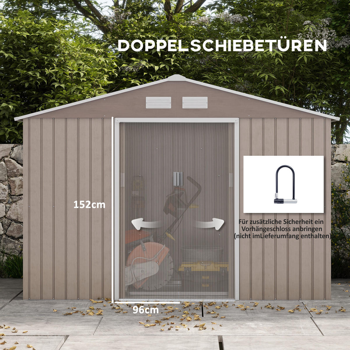 GERÄTEHAUS mit Pultdach, 4,9 m² - Braun, Metall (195/192/277cm) - Outsunny