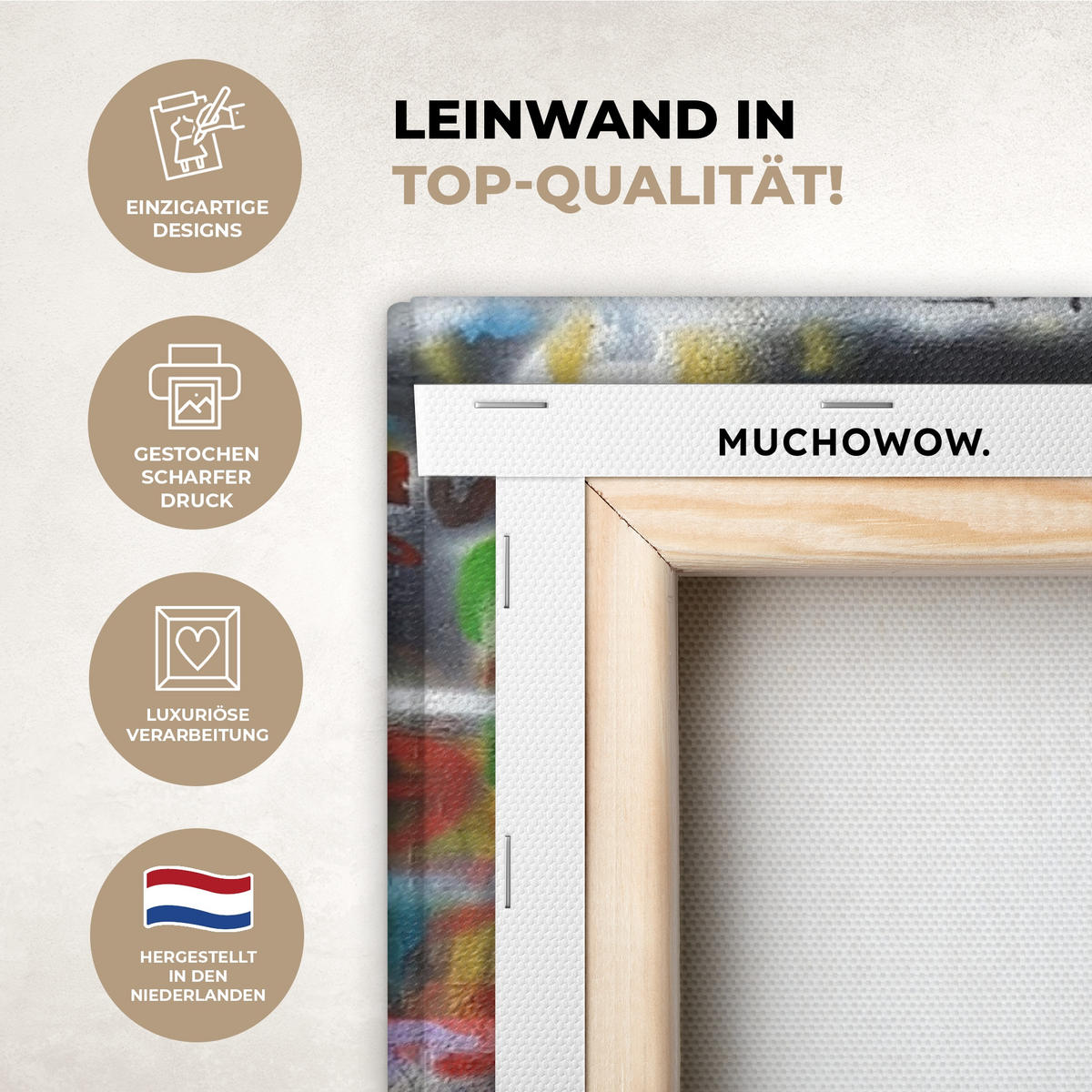 LEINWANDBILD Graffiti - Junge - Ilussie - Straßenkunst Deko Groß 90x90 cm - Hellgrau, Textil (90/90cm) - MuchoWow