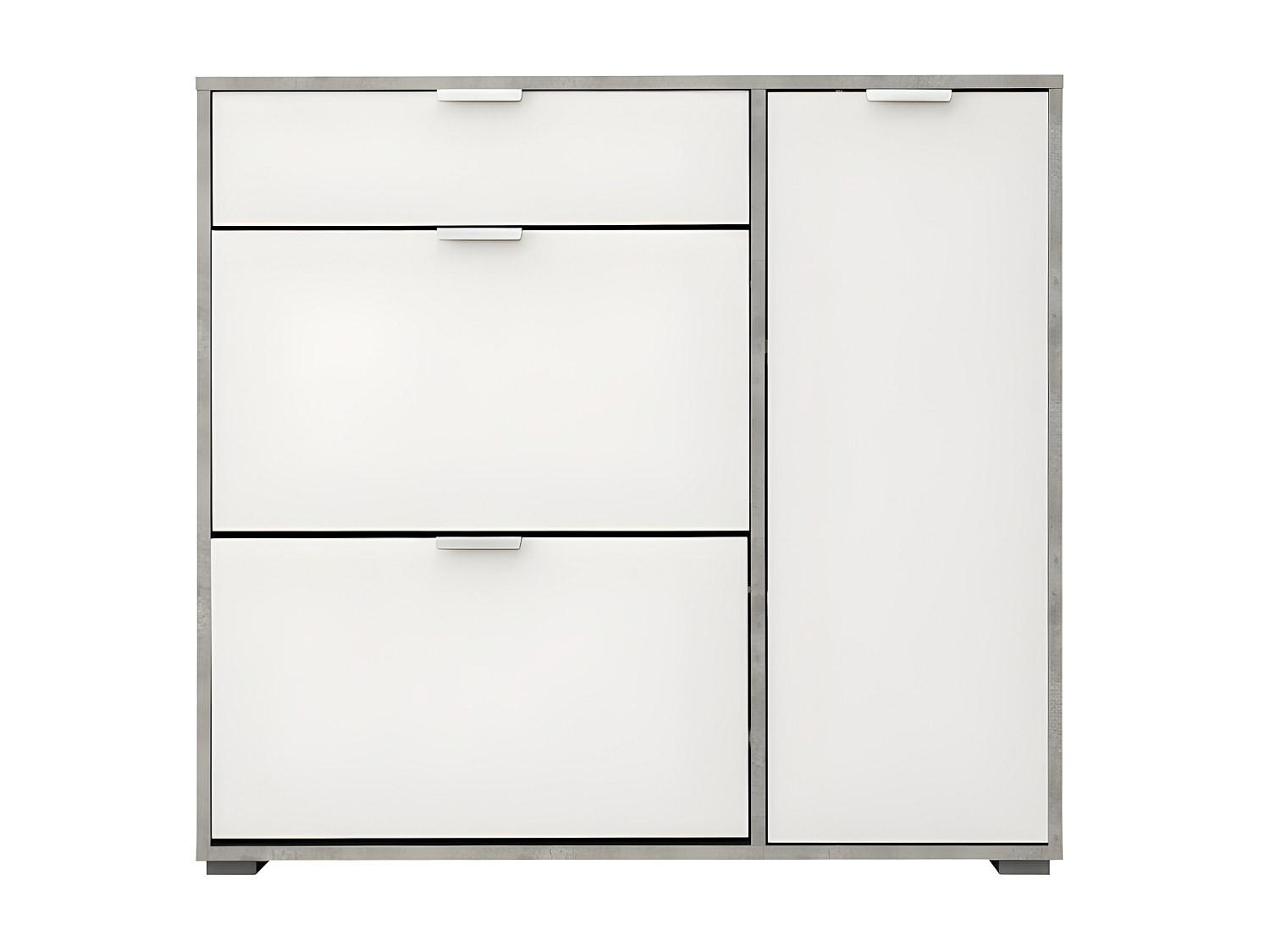 SCHUHSCHRANK - 102 cm x 33 cm - holz - grau, weiß Arietta - Weiß, Holz (102/95/33cm) - Vente-Unique