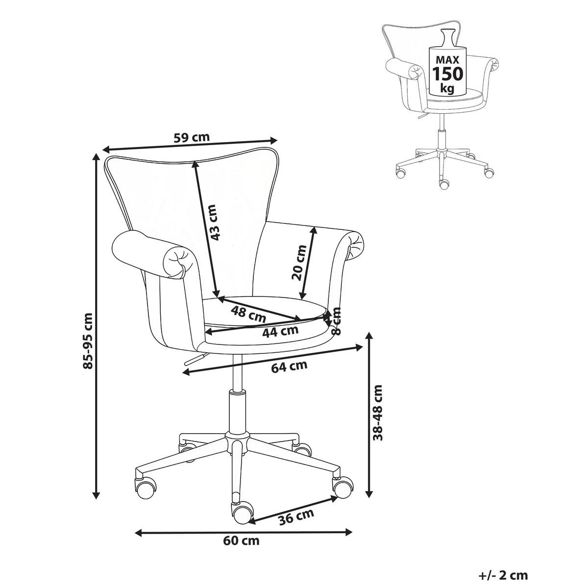 SCHREIBTISCHSTUHL Samtstoff Cremeweiß Velencia - Weiß, Textil (64/85/60cm) - Beliani