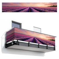 BALKON-SICHTSCHUTZ Lavendelfeld - Sonnenuntergang - Lila - Blumen - Violett, Kunststoff (500/85cm) - MuchoWow