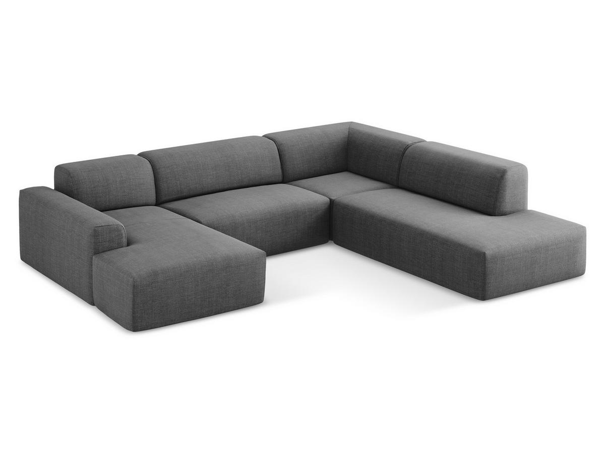 POUF Samt Stoff Grau - Edelstahlfarben/Schwarz, Holzwerkstoff/Kunststoff (75/37/75cm) - Makamii