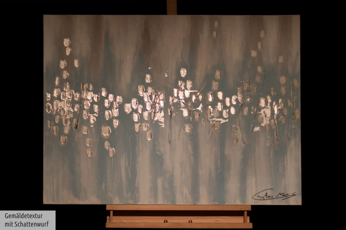 ACRYLBILD HANDGEMALT 100/75 cm - Blau/Beige, Holz/Textil (1.68/75cm) - KUNSTLOFT