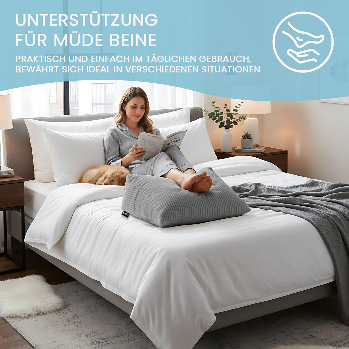 KEILKISSEN Frost Grey, 70/40/20 cm, Cord - Dunkelgrau, Textil (70/20cm) - Dreamroots