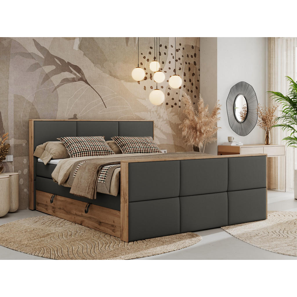Thumbnail - MKS Boxspringbett, Dunkelgrau, Textil, 2-Sitzer, H4, Rechteckig, 120x200 cm, Oeko-Tex®, Schlafzimmer, Betten, Boxspringb...