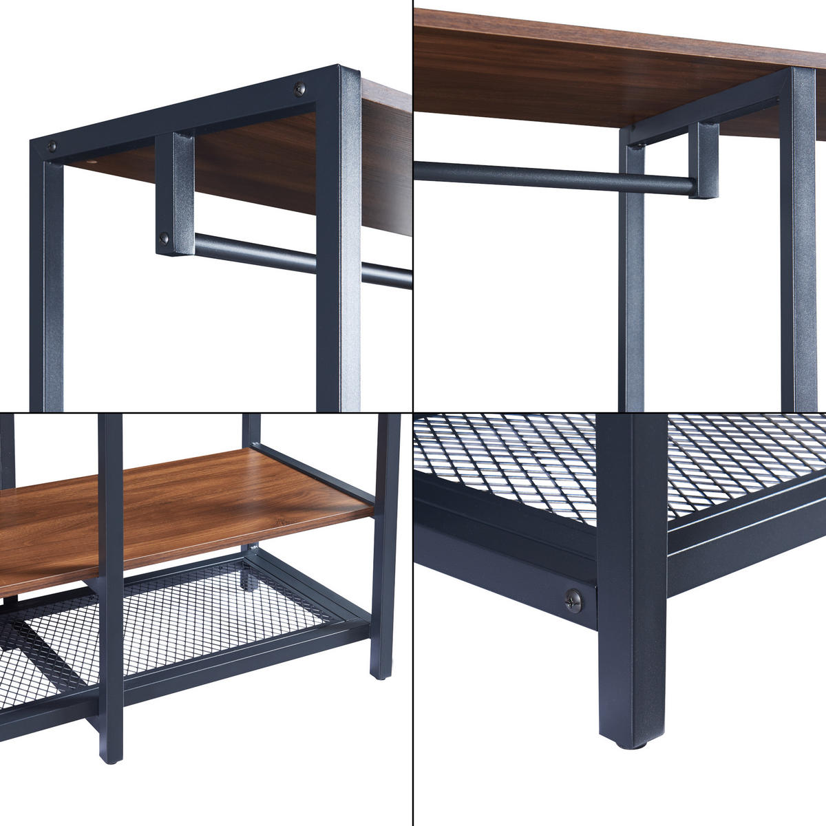GARDEROBENSTÄNDER Larem - Walnussfarben/Schwarz, Holzwerkstoff/Metall (120/180/40cm) - [en.casa]