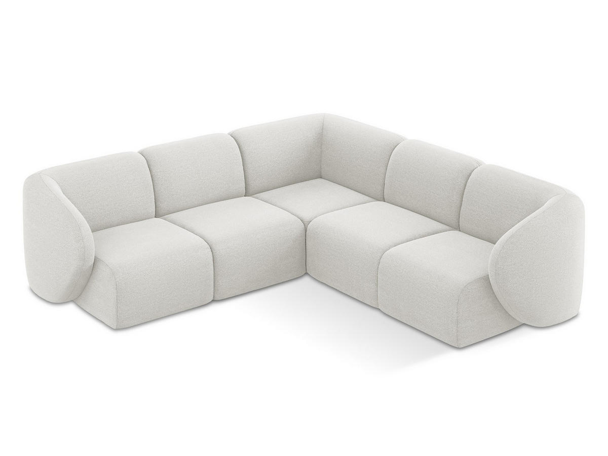 ECKSOFA Bouclé Stoff Weiß - Schwarz/Weiß, Holzwerkstoff/Kunststoff (251/251cm) - Makamii