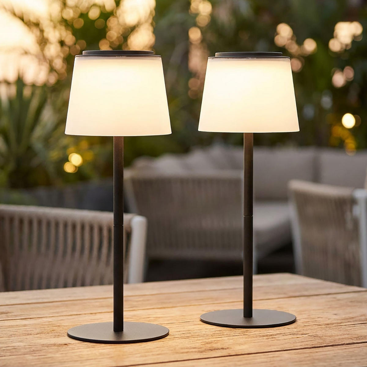 TISCHLEUCHTE MARIAM LED Metall Schwarz, Akku, 2er Set - Schwarz, Metall (13/13/34cm) - Globo Lighting