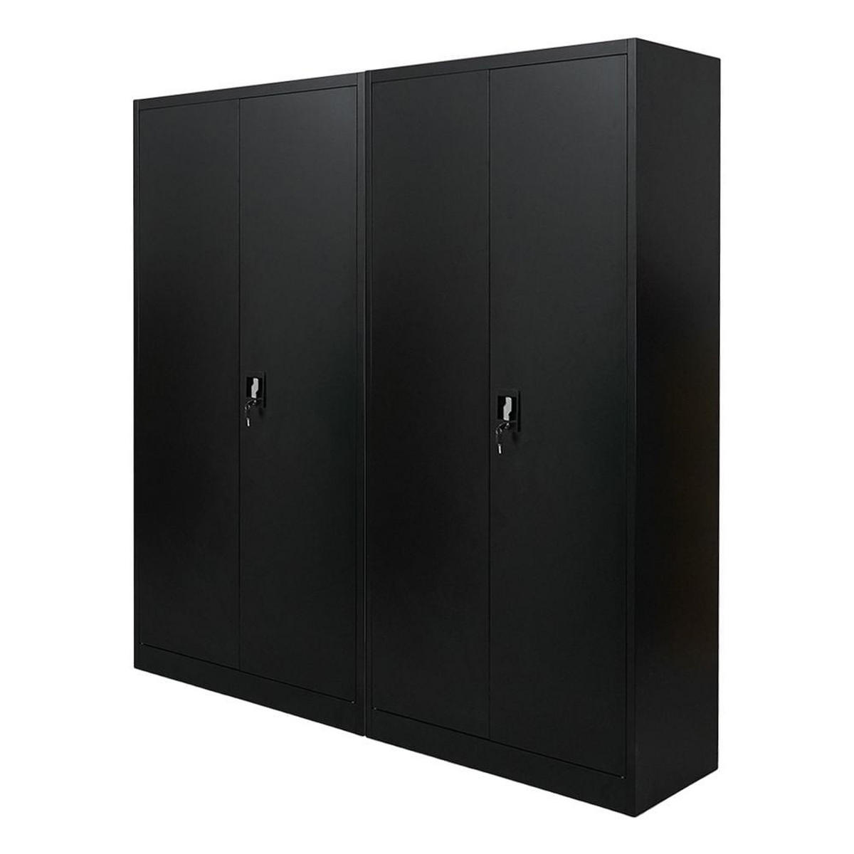 FLÜGELTÜRENSCHRANK Elephant 2er-Set komplett montiert 180x80x40cm 4 Ebenen Schwarz - Schwarz, Metall (160/180/40cm) - PROREGAL