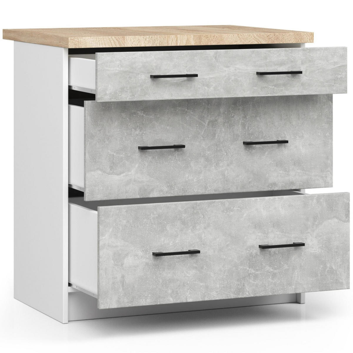 UNTERSCHRANK Weiß, Beton 85/80/46 - Weiß, Holzwerkstoff (80/85/46cm) - RAUMHIRSCH FURNITURE