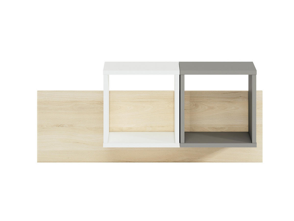 WANDREGAL Drop weiß / grau / Fjord Buche 92 / 22 / 42cm - Weiß/Grau, Holz/Holzwerkstoff (92/41/22cm) - Feldmann-Wohnen