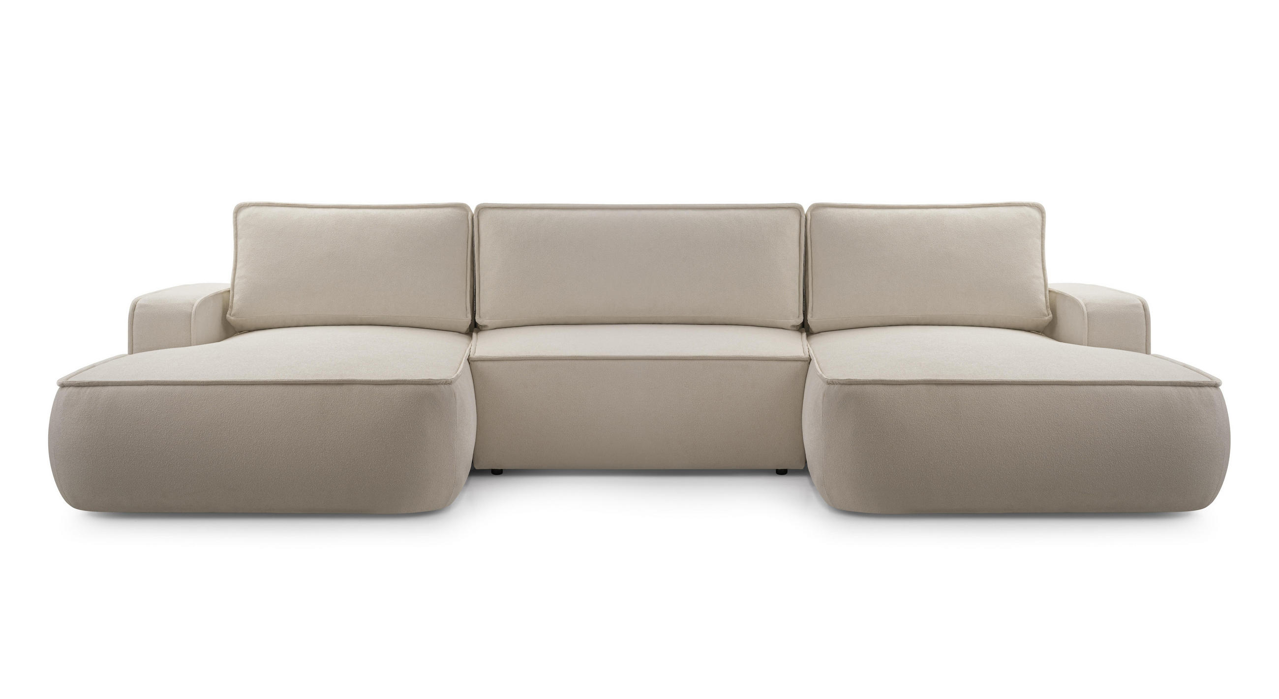 WOHNLANDSCHAFT Ablia Beige 364/168/87 cm mit Schlaffunktion - Beige/Schwarz, Kunststoff/Textil (364/87/168cm) - AX Living