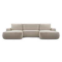 WOHNLANDSCHAFT Ablia Beige 364/168/87 cm mit Schlaffunktion - Beige/Schwarz, Kunststoff/Textil (364/87/168cm) - AX Living