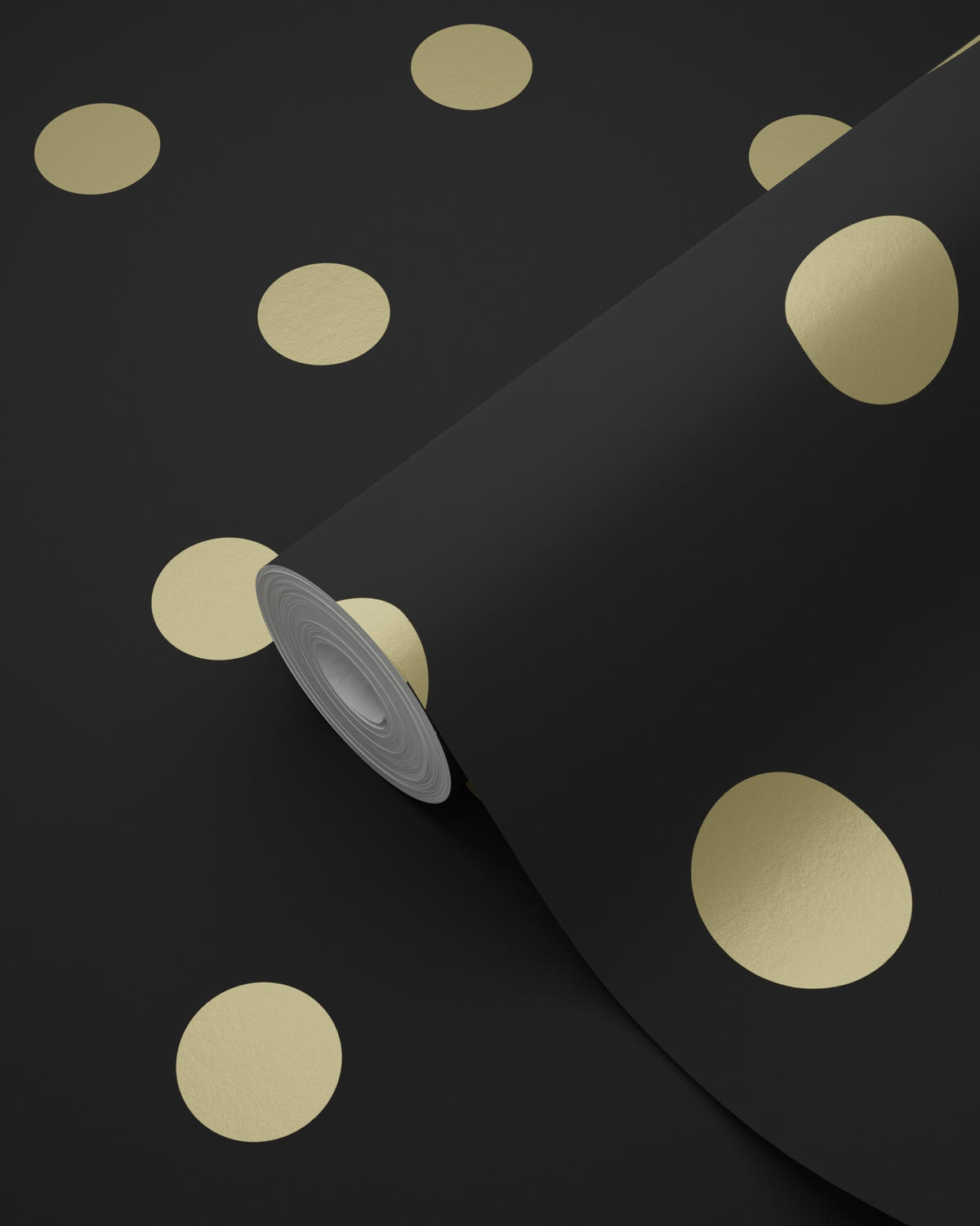 TAPETE Punkte 53 cm x 10.05 m - Schwarz, Papier (53/0.1cm) - Origin Wallcoverings