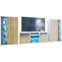 WOHNWAND Davos Eiche Natur - Eichefarben, Holzwerkstoff (329/134/35cm) - Vladon