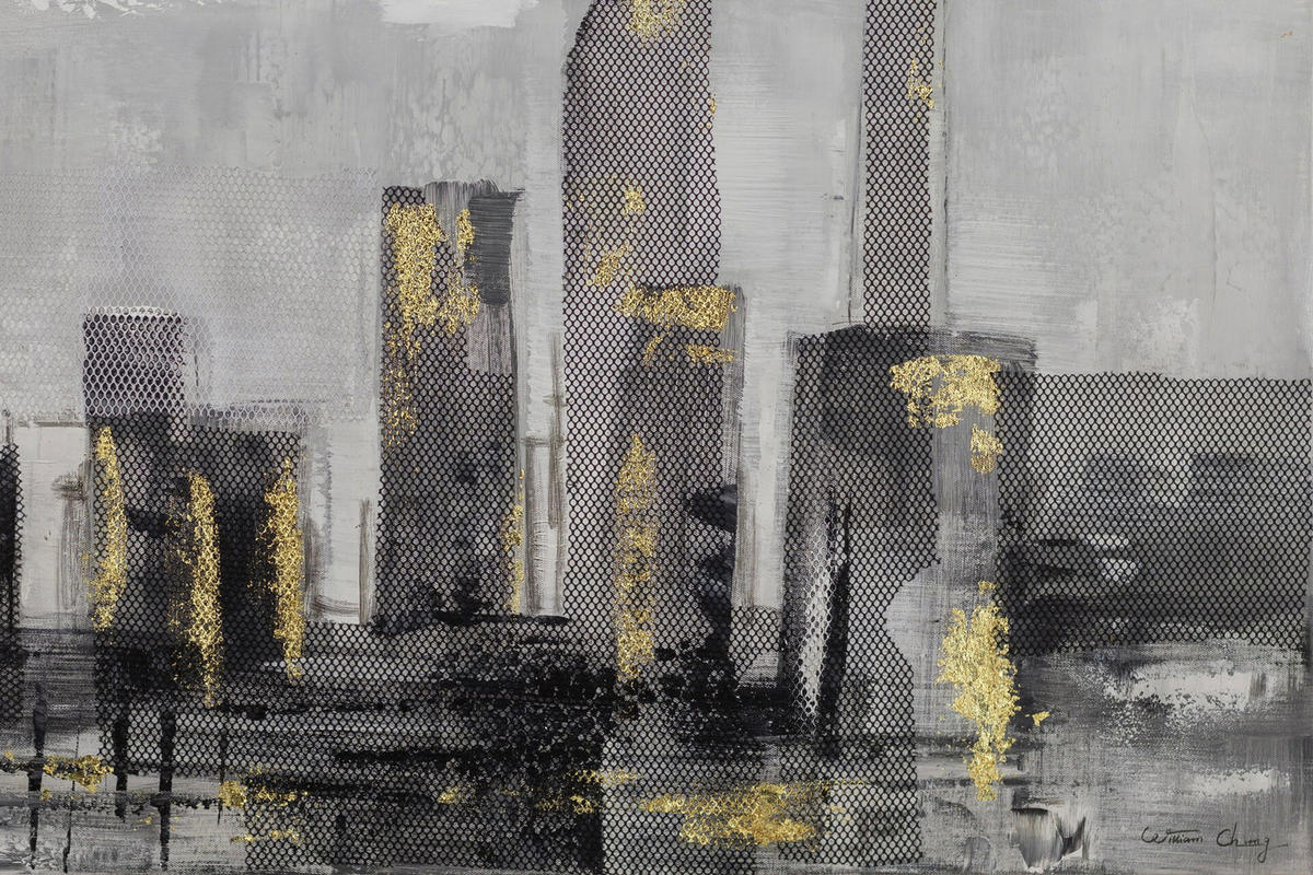 ACRYLBILD HANDGEMALT 100/70 cm - Schwarz/Grau, Holz/Textil (3/70cm) - KUNSTLOFT