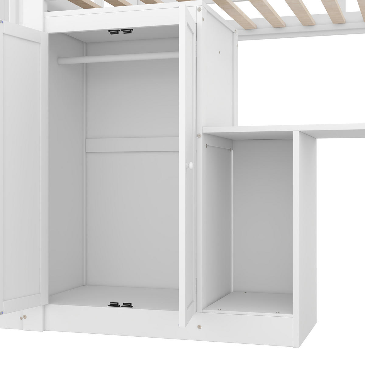 HOCHBETT Hochbett mit Schreibtisch Weiß - Weiß, Holz (90/200cm) - ComfortXL