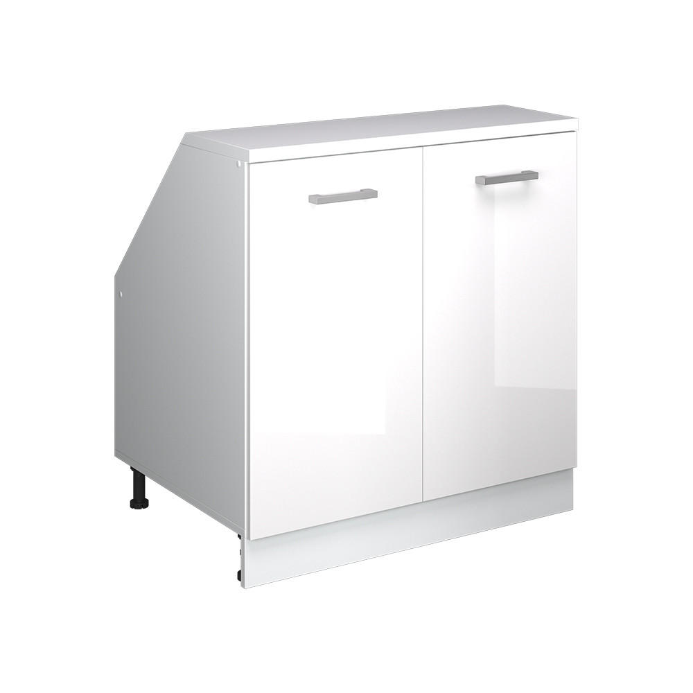 KÖKSSKÅP FÖR SLUTTANDE TAK R-Line Vit högblank 80 cm med 2 dörrar, skåpstomme 60 cm djup Vit högglans, Vit 83.8/80/60 cm