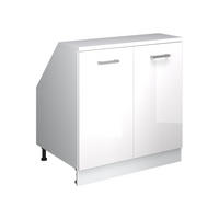 ORMARIĆ ZA KOSI KROV S VRATA Rion Sjajna Bijela 80 x 81.6 cm s 2 vrata, korpus ormara dubine 60 cm - bijela/bijela visoki sjaj, drvni materijal (80/83.8/60cm) - Vicco