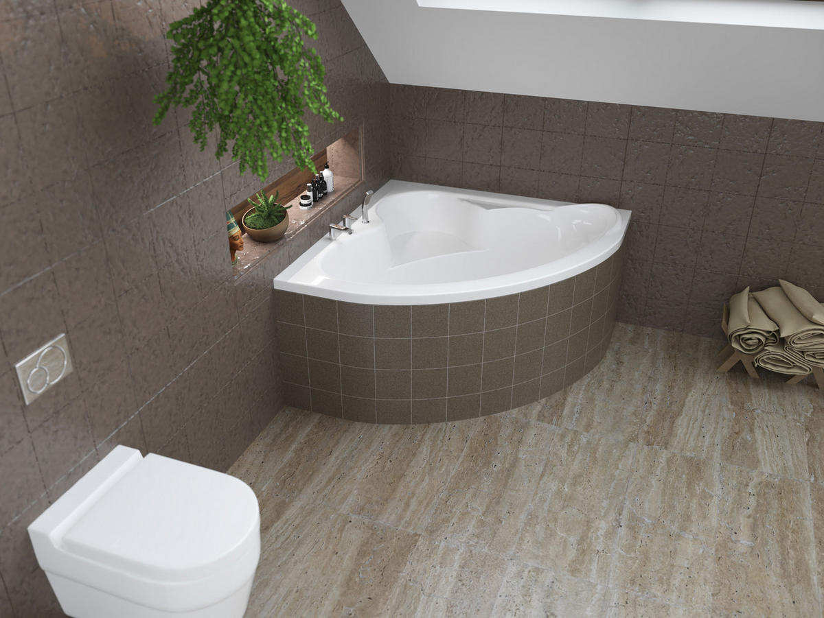BADEWANNE Eckwanne STANDARD 130/130 Ablauf & Füße - Weiß, Kunststoff (130/58.5/130cm) - bad land