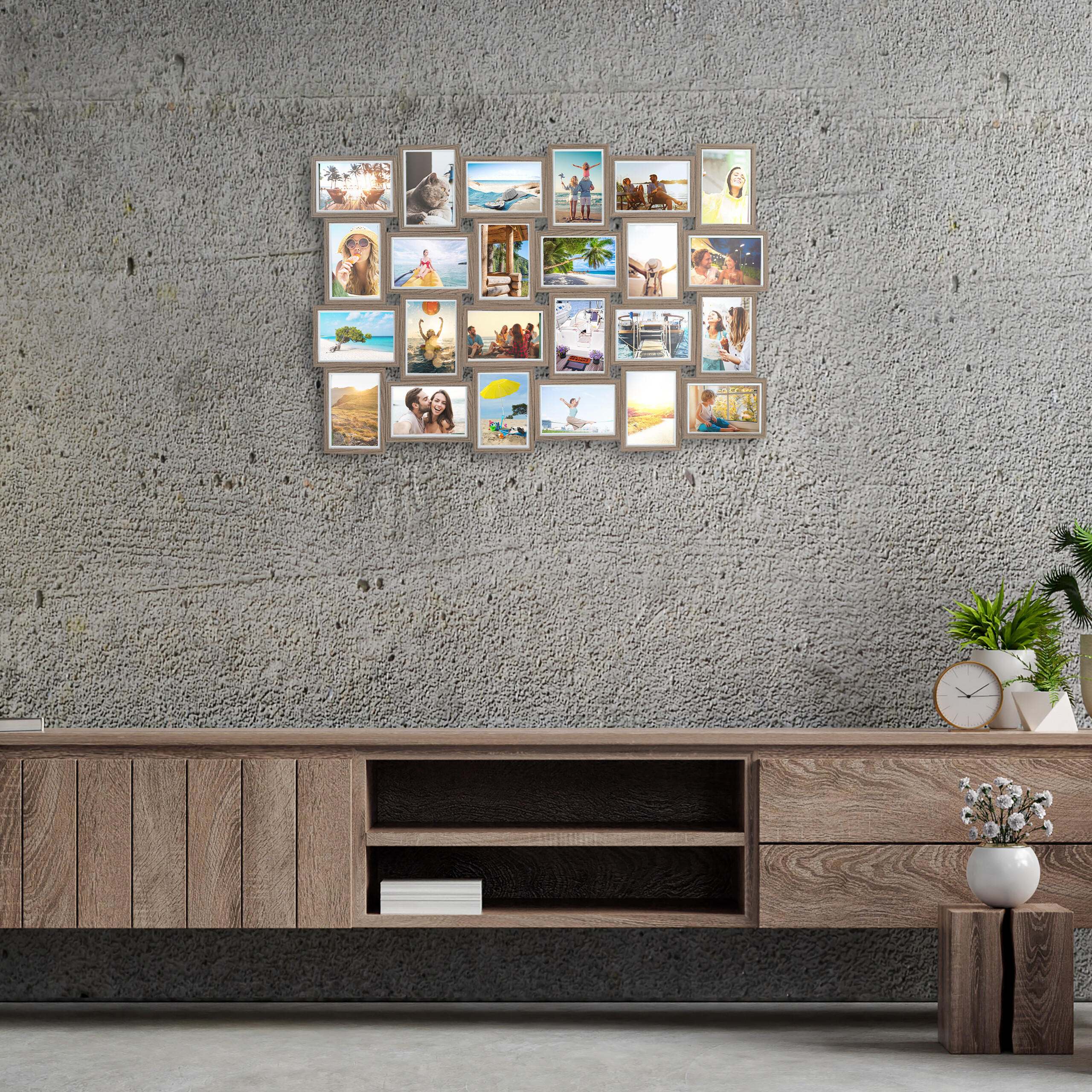 BILDERRAHMEN-COLLAGE - Braun, Holzwerkstoff/Kunststoff (91/61.5/2cm) - Relaxdays